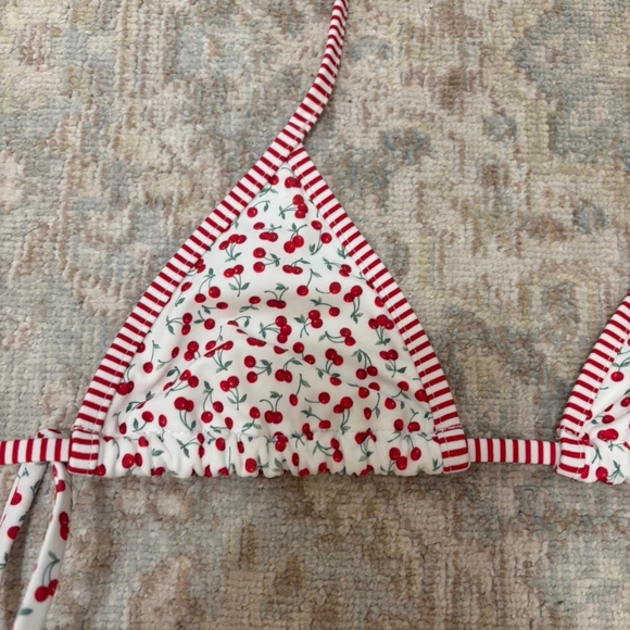 Frankie's Bikinis Red and White Striped Bikini - Picture 3 of 3